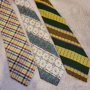 Vintage Wool Men's Ties Bundle of 3 Striped Geometric Patterns